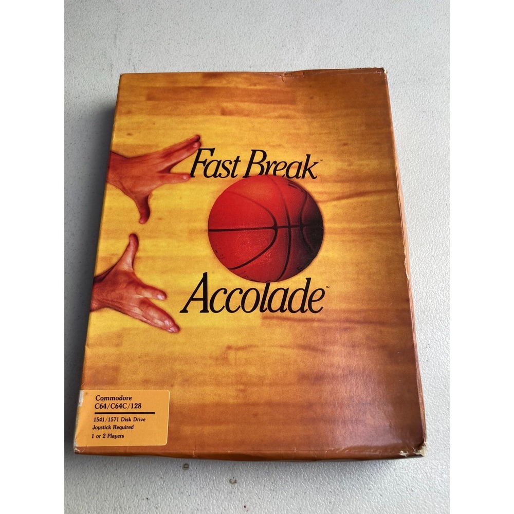 Fast Break Basketball Accolade Commodore 64 128 1988 Floppy C64 UNTESTED AS IS
